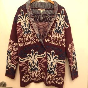 Long, warm purple & blue sweater